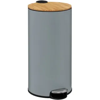 Five Mülleimer mit Bambusdeckel 30 l Grau