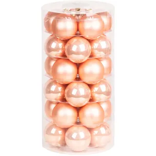 Inge Glas Weihnachtskugeln | Schöne Christbaumkugeln aus Glas | 30 Kugen in Dose | Christbaumschmuck Weihnachtsbaumschmuck Weihnachtsbaumkugeln (Sweet Melone | apricot lachs)