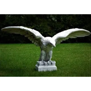 Casa Padrino Gartendeko Skulptur Adler Grau 180 x 70 x H. 92 cm - Große Garten Deko Stein Figur - Garten Stein Skulpturen - Garten Deko Accessoires - Grau