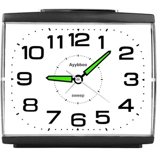 Wecker Analog Ohne Ticken,Seniorenwecker mit Schlummerfunktion,Nachtlicht,Lau...