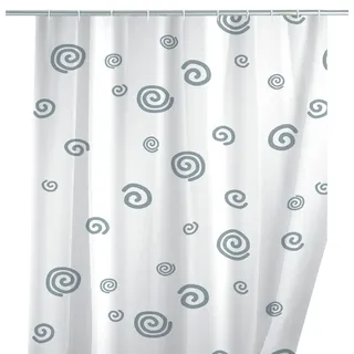 WENKO Duschvorhang, waschbarer Textilvorhang fürs Badezimmer | wasserabweisend, mit Ringen zur Befestigung, 180 x 200 cm, Mod. Schnecke