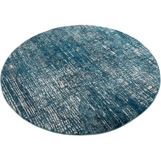 Teppich Ariano, Home affaire, rund, Höhe: 12 mm, Vintage, dezenter Glanz, Hoch-Tief-Struktur, Schrumpf-Carving-Effekt blau