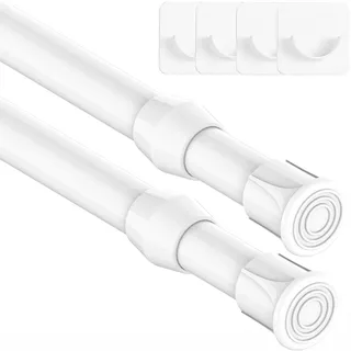 2 Stücke Teleskopstange zum Klemmen, Klemmstange für Gardinen, Spannstange ohne Bohren, Ausziehbar Vorhangstange für Schrank Küche Schrank - Weiß,30-45CM(Durchmesser 13mm)