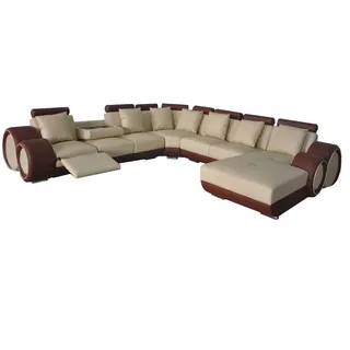 JVmoebel Wohnlandschaft Elegantes Leder Sofa im U-Form Eckdesign mit Boxspring-Technologie, Made in Europa beige|braun
