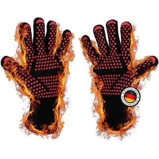 Kyto Grill Handschuhe 800 Grad Hitzebeständig feuerfest rot/schwarz BBQ Grillen, backen, Kochen Universalgröße