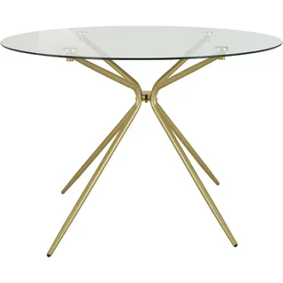OTTO home Esstisch Silvi, TOPSELLER! (Esstisch, Glastisch, Küchentisch, OTTOs Choice), rund, Ø 110 cm, Metallgestell in messingfarben goldfarben 110 cm x 74 cm x 110 cm