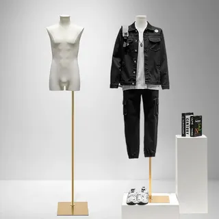 FWTXZTER Männliche Schaufensterpuppe, Schneiderpuppe Männlich Mannequin Torso mit Verstellbare Höhe, Büste Kleiderpuppe Männer Ganzkörper-Kleidung für Maßschneiderei, Modedesign und Herrenbekleidung