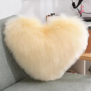champracer Herzförmiges Plüschkissen Kissen Kissen weiches Wurfkissen dekoratives Kissen Sofa dekorativ Valentinstag Ostern (40x50 cm,hellgelb)