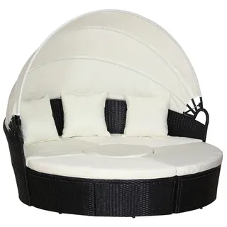 Outsunny Sonneninsel, Loungegruppe mit Sonnendach, Sitzgruppe, Kissen und Beistelltisch, Metall, Creme,
