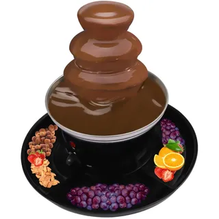 Elektrische Schokoladenbrunnen Lebensmittelerwärmung Edelstahl Schokolade Fondue Brunnen, 3-Tier Party Brunnen mit Fruchtteller für Geburtstagsfeier Hochzeitsfeier