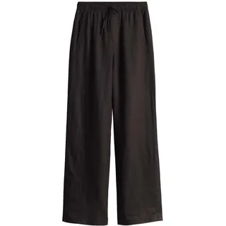 OPUS Damen Wide Leg Pants | Leinenhose MILENI Linen mit vorverlegter Seitennaht Midnight Brown, 36 - 36W