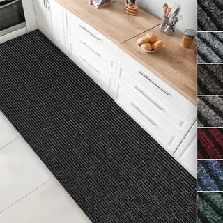 Floordirekt Küchenläufer Granada - Teppich-Läufer auf Maß für die Küche - Breite: 80 cm - Moderne & hochwertige Wohnteppiche (Anthrazit, 80 x 300 cm)