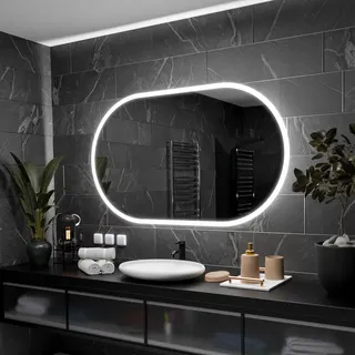 Badspiegel mit LED Beleuchtung - Hamburg - 120 cm, 80 cm - Silber