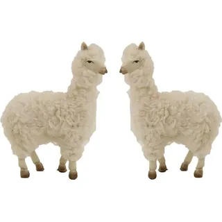 Krippenfigur Alpakas weiß 2-teilig ca. 9 cm Polyresin Deko Zubehör - Braun/Weiß
