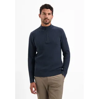 No Excess Stehkragenpullover NO EXCESS "No Excess Schwerer gerippter Strickpullover", Herren, Gr. S, night, 88% Baumwolle, 12% Polyamid, Pullover Stehkragenpullover