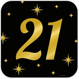 PD-Party - 21. Zeichen / Fenster Dekoration für 21. Geburtstag - Deko Geburtstag - Jubiläum Dekoration - Schwarz Gold Deko - Party Deko - 21. Geburtstag Junge & Mädchen - Geburtstags Deko - 50x50 cm