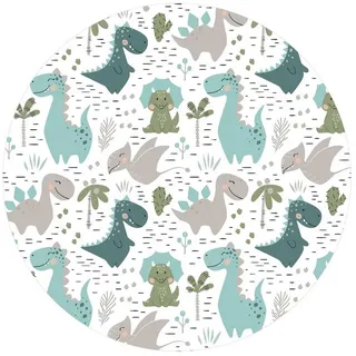 Bilderdepot24 Teppich Vinyl Kinderzimmer Mädchen Jungen Dino funktional, rund - blau glatt, nass wischbar (Saft, Tierhaare) - Saugroboter & Bodenheizung geeignet blau 40 cm x 40 cm