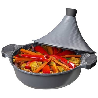 Aluguss Tajine Tagine Ø28cm Induktion Silikongriffe Gartopf Dampfgarer Bräter silber