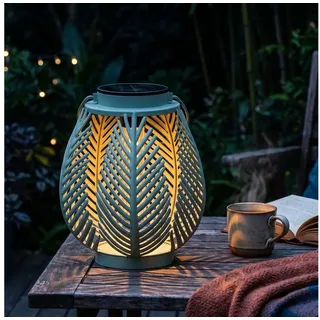elblight.de LED Solar Laterne Outdoor–Gartenleuchte COB LED Dämmerungssensor Farn-Blätter