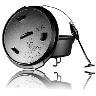 Grillschweine Grilltopf Grillschweine Dutch Oven - Größe: 6QT - Füße: Nein, (1-tlg) schwarz 5.68 l | 37 cm x 37 cm x 18 cm