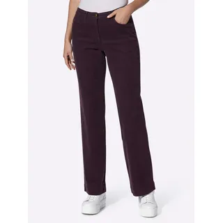 Cordhose INSPIRATIONEN, Damen, Gr. 38, Normalgrößen, lila (aubergine), 98% Baumwolle, 2% Elasthan, unifarben, lang, Hosen Cordhose