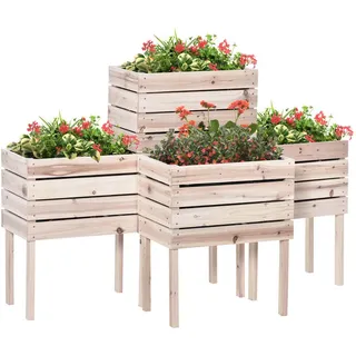 Outsunny Hochbeet 50 x 30 x 60 cm Natur