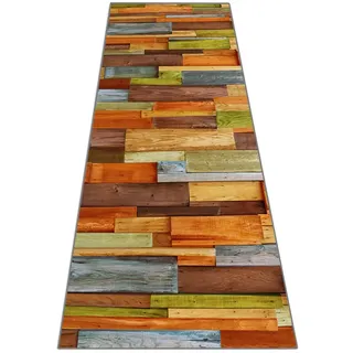 Siunwdiy Teppich Läufer Flur Küche rutschfest Waschbar Bunt Lange Vintage Kücheläufer Teppichläufer Polyester Teppiche Läufer Für Korridor Badezimmer Meterware Anpassbar Größe,Orange,80x220cm