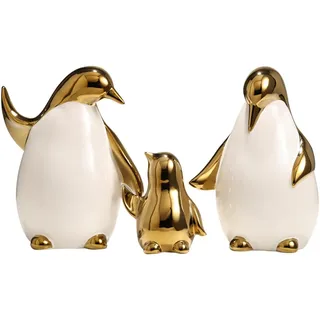 Tauzveok Pinguin Skulpturen, Familie Deko Statue, Modern Dekofiguren Wohnzimmer, Tier Deko Skulptur, Dekoration Schlafzimmer, Wohnungs, BüRo Dekoartikel, Penguin Geschenk, Keramik,Set White Gold