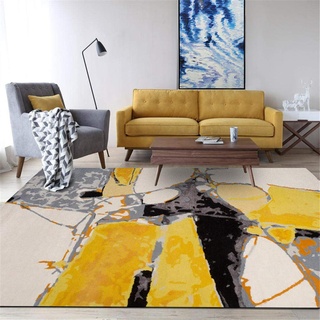 WQ-BBB Teppich Modernes staubdicht Carpets Schwarz weiß grau gelb abstrakt Zimmers Teppichboden Einfachheit Salon Auslegware 160X230cm