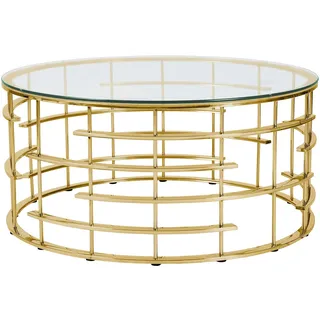 SalesFever Couchtisch rund Gold Sicherheitsglas 90 x 42 cm