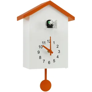 BOBASH Kuckucksuhr Wanduhr Moderne Kuckucksuhren mit Pendel Kuckucksgeräusch für Wandkunst Zuhause Wohnzimmer Büro Dekoration Geschenke (Orange)