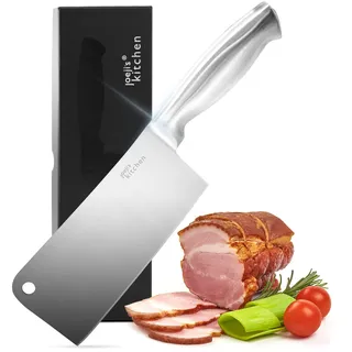 joeji's Kitchen Hackmesser 17 cm Edelstahl Küchenbeil Knochen | Kochbeil Fleischbeil Küche, Chinesisches Hackmesser Gemüse, Spalter Knochen Metzger Messer