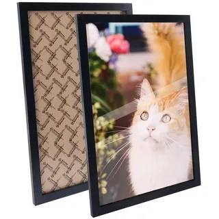 Bilderrahmen 50x75 Schwarz, Holz MDF Rahmen mit Bruchsicherem Glas, Rahmen 75x50 Puzzle Wandrahmen, Moderner Fotorahmen für Collage, Puzzles & Poster - Schwarz