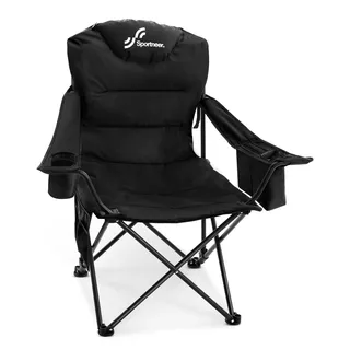 Sportneer Campingstuhl Faltbar Klappstuhl: Klappstuhl Camping bis 160 kg 3 Verstellbar Winkel Camping Stuhl Angelstuhl mit Rückenlehne Kopfstütze und Tragetasche, Faltstuhl Camping Outdoor, Schwarz