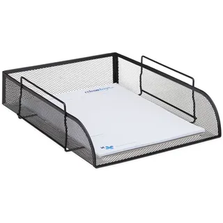 Relaxdays stapelbare Dokumentenablage, Büro Briefablage aus Metall für DIN A4, Schreibtischablage BxT 26x33,5cm, schwarz