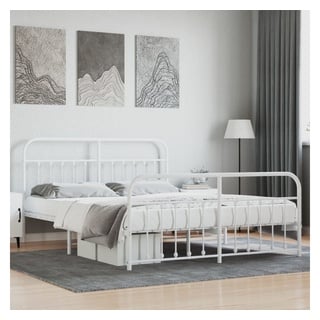 vidaXL Bett Bettgestell mit Kopf- und Fußteil Metall Weiß 160x200 cm weiß 166 cm x 207 cm x 100 cm
