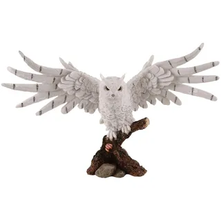 Kremers Schatzkiste Dekofigur Eule weiß Skulptur 38cm Deko Figur Vogel Geschenk Tier Polyresin Eulenfigur Uhu