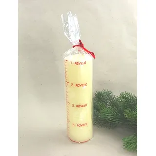 Kerze Adventskerze Weihnachtskerze "Advent" creme/rot 23 cm Weihnachten