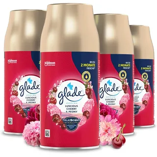 Glade Automatic Spray Nachfüller, Raumduft, Luscious Cherry & Peony, 4er Pack (4 x 269 ml)