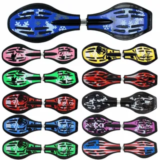 Waveboard Original Funtomia mit ABEC9 Kugellager inkl. Tasche (Verschiedene Farbdesigns) (Blau/Schneeflocke)