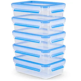 Emsa Clip & Close rechteckig blau 0,8 l 5-teiliges Set
