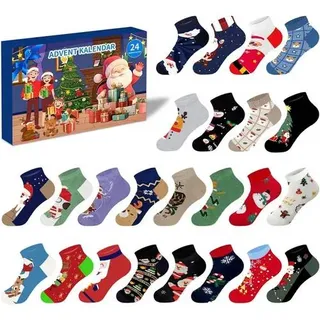 Socken Adventskalender 2025 24 Herren Damen Sneaker Farbig
