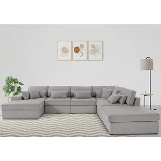 OTTO home Wohnlandschaft Florid U-Form, 6 Teile, bestehend aus Modulen, viele Bezugsqualitäten, auch in Cord grau