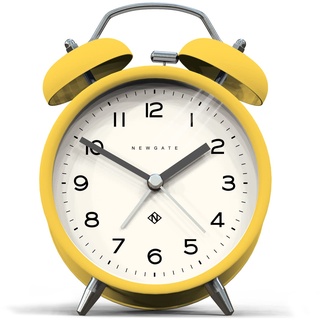 NEWGATE ® Charlie Bell Echo Alarm – Kleiner moderner Nachttischwecker – Schlafzimmerzubehör – Wecker – Schreibtischzubehör – Nachttischuhr – Arabische Ziffern (Gelb)