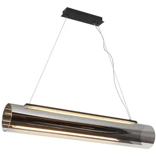 Dieter Knoll Led-Hängeleuchte Lumos, Schwarz, Chrom, Metall, Kunststoff, Glas, Uni,Uni, länglich,länglich, 16x169.5x100 cm, höhenverstellbar, 4-fach schaltbar, Farbtemperaturwechsler, Lampen & Leuchten, Innenbeleuchtung, Leuchten nach Räumen, Esstischlampen