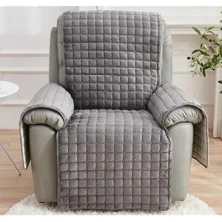 YSZBD Sesselschoner Mit Armlehne,Sesselschoner FüR Fernsehsessel,Sofa ArmlehnenbezüGe Mittasche,SesselüBerwurf Mit Armlehnen,Sesselbezug Abnehmbar Und Waschbar,Graywithoutpockets-(1Sitz) 53x190cm