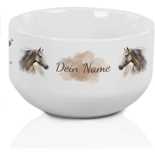 GRAZDesign Müslischale Pferd personalisiert Kinder & Erwachsene, Schüssel für Frühstück, Müsli, Suppe, Kindergeschirr mit Namen, Keramik