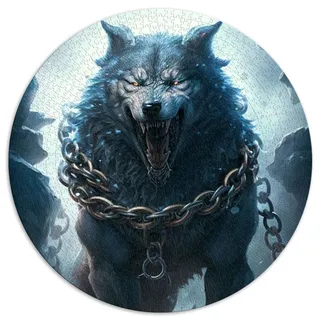 1000 Teile Puzzle Fenrir Der mythische Wolf Kreative runde Puzzles Geeignet für Erwachsene und Kinder ab 12 Jahren Papppuzzles Lernspiel Herausforderungsspielzeug Größe: 67,5 x 67,5