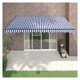 furnicato Markise Elektrische Terrassenmarkise 4x3 m in Blau und Weiß mit UV-beständige Gelenkarmmarkise mit Fernbedienung und Handkurbel blau|bunt 300 cm x 400 cm x 1 cm