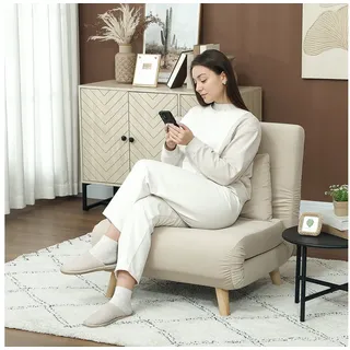 Homcom Schlafsessel HOMCOM Polyester 78 x 79 x 72 cm Beige mit Kissen